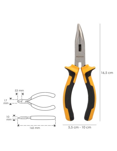 Alicates Boca Curva 150 mm. Acero DIN 5745 Alicates Punta Curva, Alicates Boca Curva Larga,