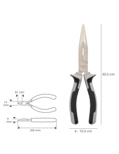 Alicates Boca Recta 200 mm. Acero Cromo Vanadio DIN-ISO 5745 Alicates Punta Recta, Alicates Boca Recta Larga, 2