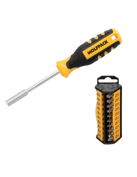 Juego De Puntas con Destornillador 1/4" 35 Piezas. Acero Cromo Vanadio, Kit Destorpuntas, Puntas Destornillador.