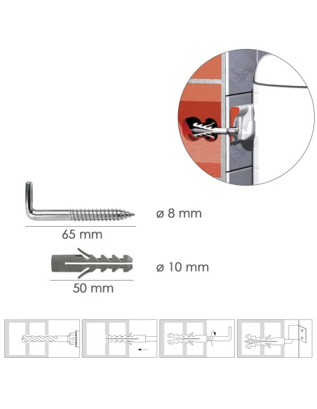 Kit Sanitario Alcayata Con Taco Expansión Ø 10 x 50 mm. Fijación Calentadores / Termos De Agua
