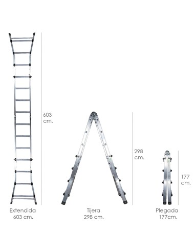 Escalera Telescópica Aluminio 6+6 Peldaños Perfil 67 mm.