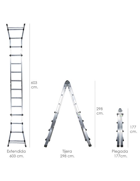 Escalera Telescópica Aluminio 6+6 Peldaños Perfil 67 mm.
