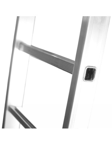 Escalera Aluminio 2 Tramos Mecanica 14 Peldaños. Plegable, Telescópica, Antideslizante, Resistente