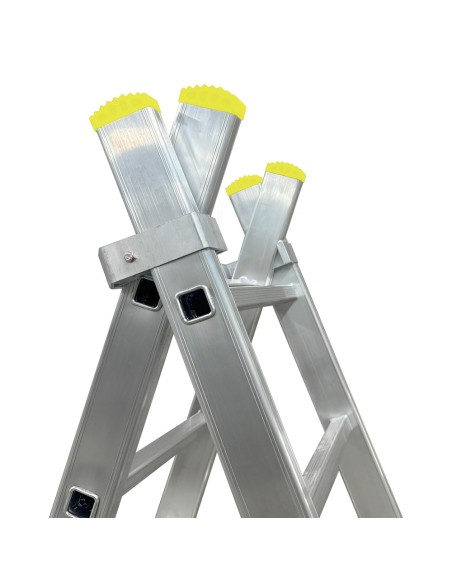 Escalera Aluminio 2 Tramos 12+12 Peldaños. Plegable, Antideslizante, Resistente