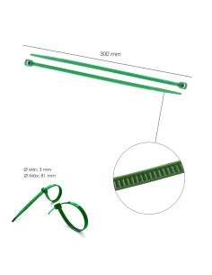 Brida Nylon 100%. Color Verde 4,6 x 300 mm. Bolsa 100 Unidades. Abrazadera Plastico, Organizador Cables, Alta Resistencia 2