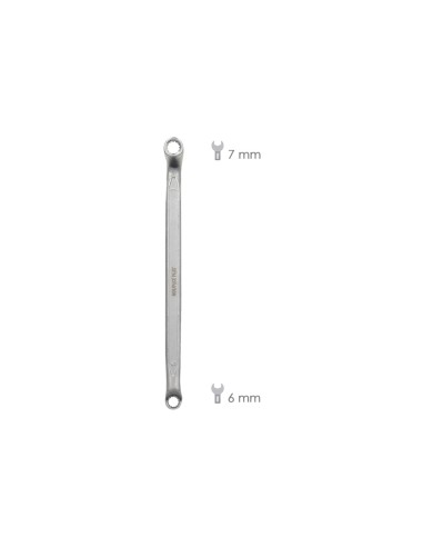 Llave Estrella Acodada Plus Acero Cromo Vanadio 6x7 DIN 838. Llave Doble Boca Acodada, Llave Fija Estrella Acodada