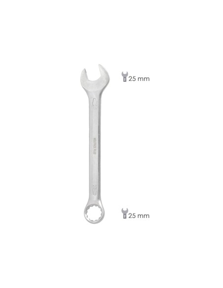 Llave Combinada Plus 25x25 Acero Cromo Vanadio DIN 3113. Llave Doble Boca, Llave Fija, Llave Estrella