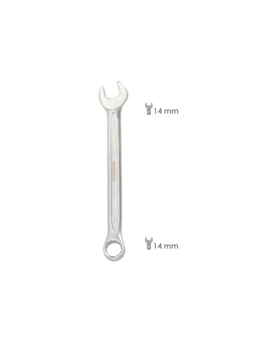 Llave Combinada Plus 14x14 Acero Cromo Vanadio DIN 3113. Llave Doble Boca, Llave Fija, Llave Estrella