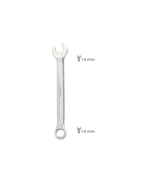 Llave Combinada Plus 14x14 Acero Cromo Vanadio DIN 3113. Llave Doble Boca, Llave Fija, Llave Estrella