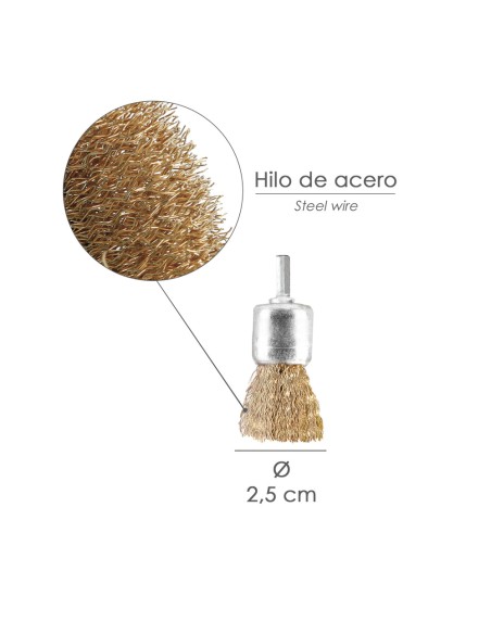 Cepillo Acero latonado Brocha 25 mm. 1/4"