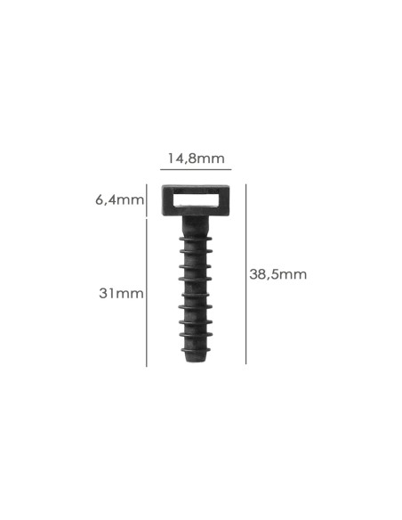 Taco Fijación Brida Nylon Negro 8 mm. (Bolsa 100 Unidades)