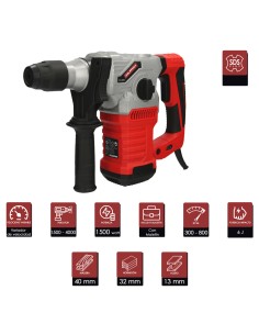 Martillo Demoledor Perforador SDS PLUS 1.500 Watt. Con Accesorios y Maletin. 4.000 IPM 6 Julios. 2