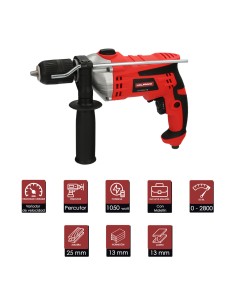 Taladro Percutor Con Variador de Velocidad 1050 Watt. Incluye Maletín, Empuñadura y Guia Metalica. 2