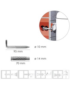 Kit Sanitario Alcayata Con Taco Ø 14 x 70 mm. Fijación Calentadores / Termos De Agua 2
