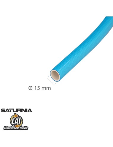 Manguera Tricotada No Torsion Blue Ø 15 mm. Rollo 50 metros. Manguera Anti Torsion, Manguera Sin Dobleces, Manguera Sin Nudos