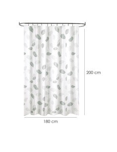 Cortina Ducha Tela Hojas 180 x 200 cm. Cortina baño, Cortina Tela Impermeable Con Anillas 2