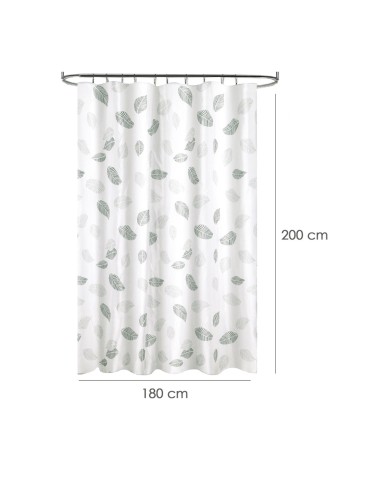 Cortina Ducha Tela Hojas 180 x 200 cm. Cortina baño, Cortina Tela Impermeable Con Anillas