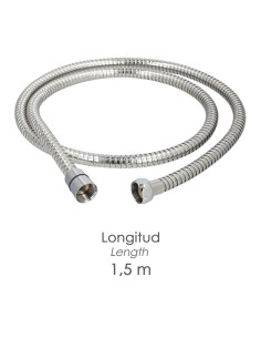 Flexo / Manguera Ducha Acero Inoxidable 1,50 Metros Accesorios de Latón. Flexible, Resistente a Torceduras, Conexión Estandar 2