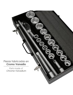 Juego Llaves De Vaso de Acero Cromo Vanadio con 21 Piezas 3/4" Plus Con Maletin. 2