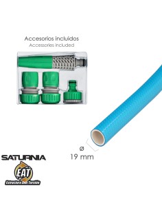 Manguera Tricotada No Torsion Blue Ø 19 mm. Rollo 25 metros. Con Accesorios, Manguera Anti Torsion, Manguera Sin Dobleces, 2
