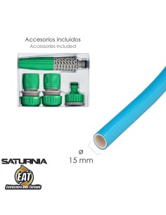 Manguera Tricotada No Torsion Blue Ø 15 mm. Rollo 25 metros. Con Accesorios, Manguera Anti Torsion, Manguera Sin Dobleces, 2