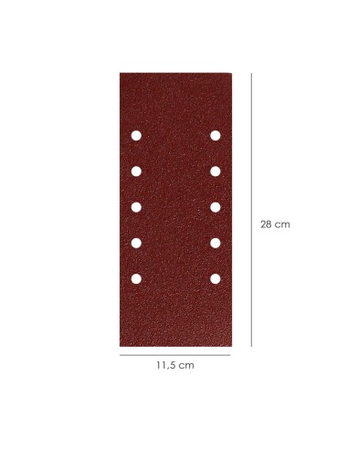 Lija Recambio Con Velcro 115x280 mm. con Agujeros Grano 180 (10 Piezas)