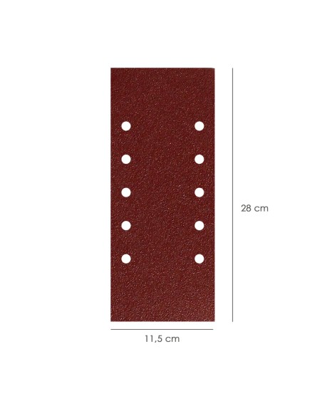 Lija Recambio Con Velcro 115x280 mm. con Agujeros Grano 180 (10 Piezas)