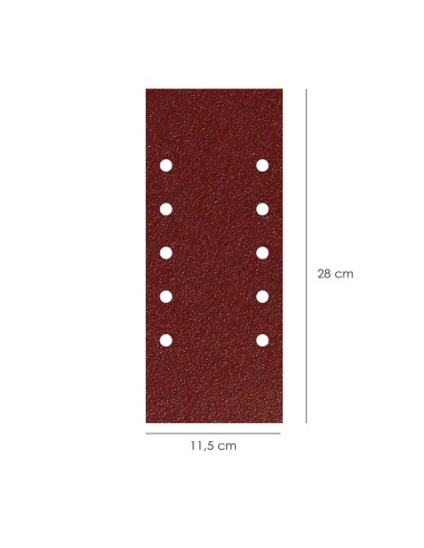 Lija Recambio Con Velcro 115x280 mm. con Agujeros Grano 80 (10 Piezas)