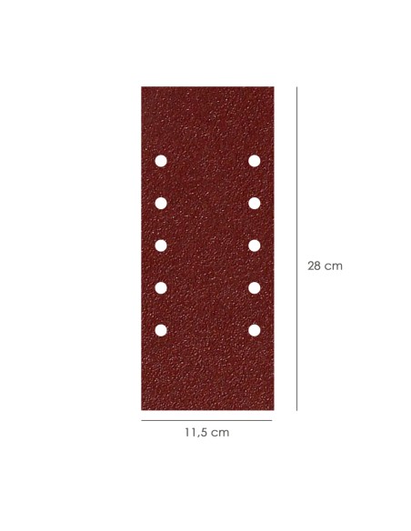 Lija Recambio Con Velcro 115x280 mm. con Agujeros Grano 40 (10 Piezas)