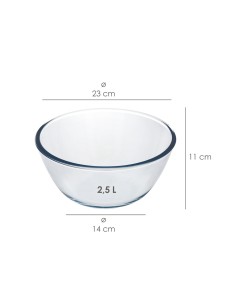 Bol De Cristal, Ideal Para Mezclas. 2.5 Litros. Libre BPA, Cristal De Borosilicato.Ensaladas, Postres, Cocina, Resposteria 2