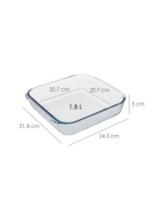 Fuente Horno Cristal Borosilicato Cuadrada 1,1L. 20,7x20,7 cm. Ideal Meclas, Ensaladas, Postres, Cocina, Resposteria. Libre BPA 2