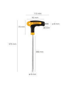 Llave Allen Con Bola Mango Bimaterial "Soft Touch" Forma T 8,0 mm. Acero Cromo Vanadio, Destornillador allen, llave hexagonal 2