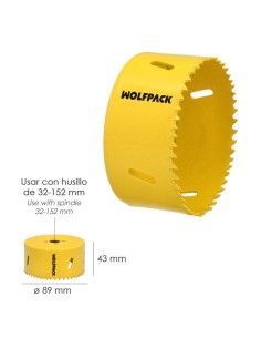 Corona Sierra Bimetal Ø 89 mm. Templado Termico, Base Reforzada. Corona Madera, Broca Agujeros Madera, Acero, Hierro, Plasticos 2