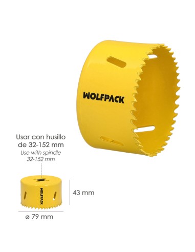 Corona Sierra Bimetal Ø 79 mm. Templado Termico, Base Reforzada. Corona Madera, Broca Agujeros Madera, Acero, Hierro, Plasticos