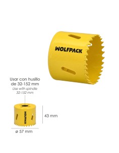 Corona Sierra Bimetal Ø 57 mm. Templado Termico, Base Reforzada. Corona Madera, Broca Agujeros Madera, Acero, Hierro, Plasticos 2