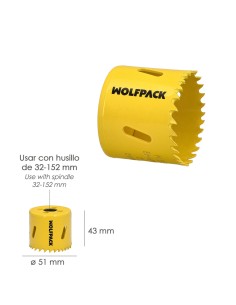 Corona Sierra Bimetal Ø 52 mm. Templado Termico, Base Reforzada. Corona Madera, Broca Agujeros Madera, Acero, Hierro, Plasticos 2