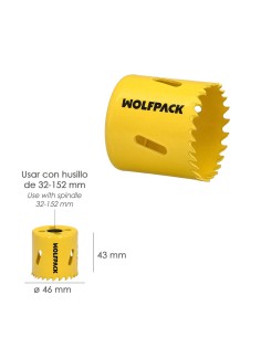 Corona Sierra Bimetal Ø 46 mm. Templado Termico, Base Reforzada. Corona Madera, Broca Agujeros Madera, Acero, Hierro, Plasticos 2