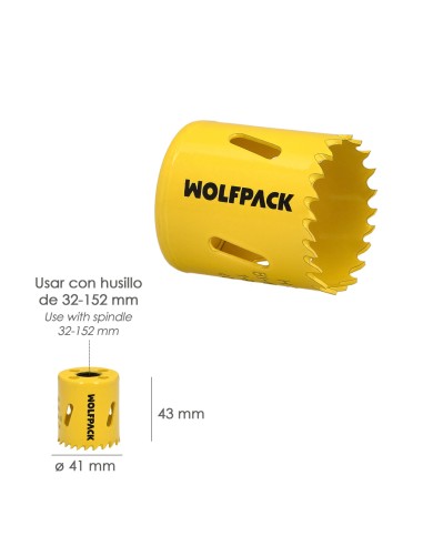 Corona Sierra Bimetal Ø 41 mm. Templado Termico, Base Reforzada. Corona Madera, Broca Agujeros Madera, Acero, Hierro, Plasticos