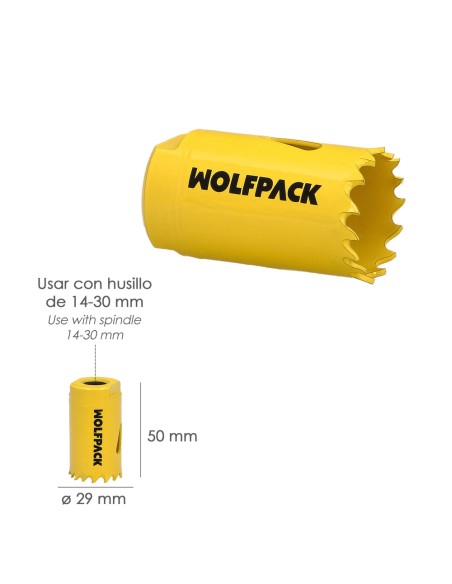 Corona Sierra Bimetal Ø 29 mm. Templado Termico, Base Reforzada. Corona Madera, Broca Agujeros Madera, Acero, Hierro, Plasticos