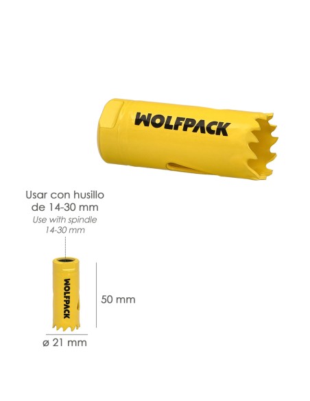 Corona Sierra Bimetal Ø 21 mm. Templado Termico, Base Reforzada. Corona Madera, Broca Agujeros Madera, Acero, Hierro, Plasticos