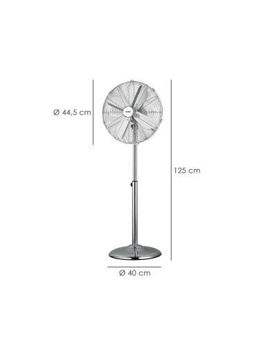 Ventilador Pie Ø 44,5 cm. Altura 130 cm. 60 watt. Ventilador oscilante. Ventilador Pie silencioso. Circulador de aire.