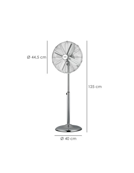 Ventilador Pie Ø 44,5 cm. Altura 130 cm. 60 watt. Ventilador oscilante. Ventilador Pie silencioso. Circulador de aire.