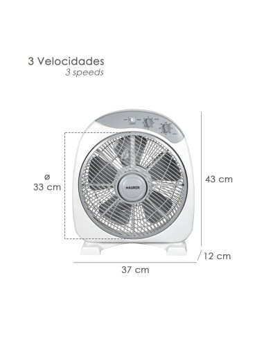 Ventilador Maurer Box Ø 30cm 40 Watt. 3 velocidades Aspas gran tamaño, 3 Con temporizador