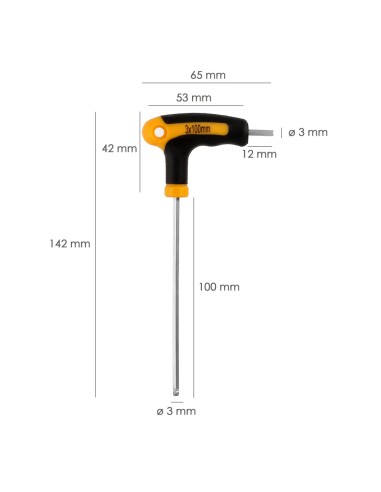 Llave Allen Con Bola Mango Bimaterial "Soft Touch" Forma T 3,0 mm. Acero Cromo Vanadio, Destornillador allen, llave hexagonal