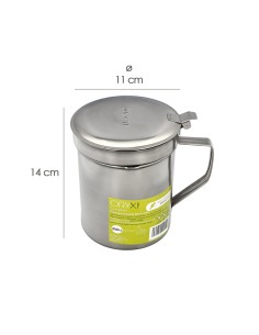 Grasera Acero Inoxidable Para Pescado Aceitera Aceite Usado 1,0 L. Con Colador y Tapa, Recipiente Reciclaje Aceite Usado Pescado 2