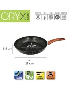 Sarten Aluminio Forjado Antiadherente Ø 28 x 5,5 cm. Mango Engomado / 5 capas / Acabado Piedra / Apta Para Todo Tipo de Cocinas 2