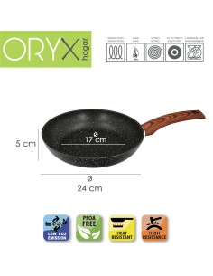 Sarten Aluminio Forjado Antiadherente Ø 24 x 5 cm. Mango Engomado / 5 capas / Acabado Piedra / Apta Para Todo Tipo de Cocinas 2