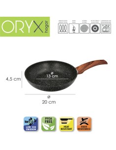 Sarten Aluminio Forjado Antiadherente Ø 20 x 4,5 cm. Mango Engomado / 5 capas / Acabado Piedra / Apta Para Todo Tipo de Cocinas 2