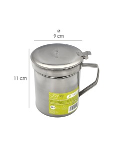 Grasera Acero Inoxidable Para Pescado Aceitera Aceite Usado 0,5 L. Con Colador y Tapa, Recipiente Reciclaje Aceite Usado Pescado 2