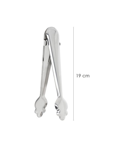 Pinzas Para Hielo de Acero Inoxidable Con Muelle de Apertura Automatica. Longitud 19 cm.